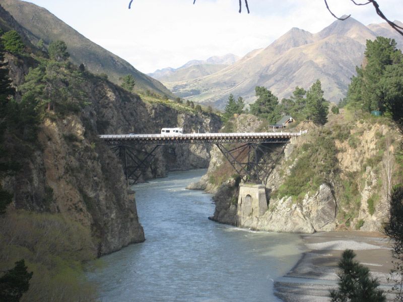 new-zealand-camping-van-holidays Driving the Pacific Horizons 6 Berth Camper Van over the bridge near Hamner Springs